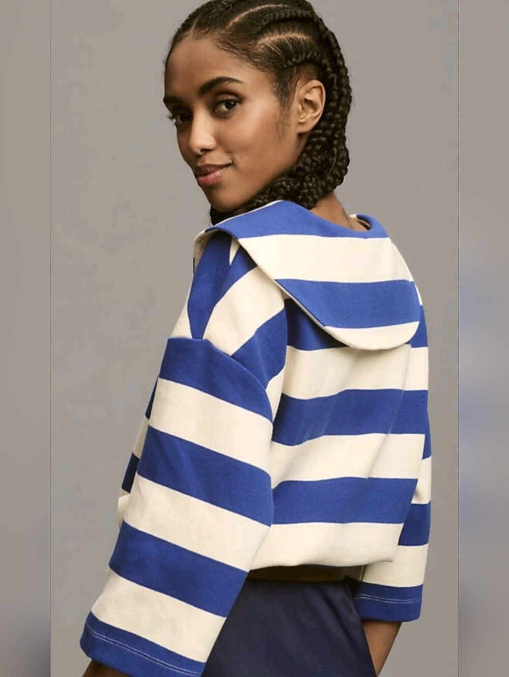 Sunday In Brooklyn Collared Cropped Sweater - Picture 2 of 5
